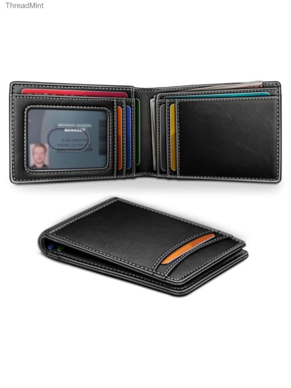 Slim Alaska Leather RFID Wallet 10 Card Magnetic Closure Bill Holder